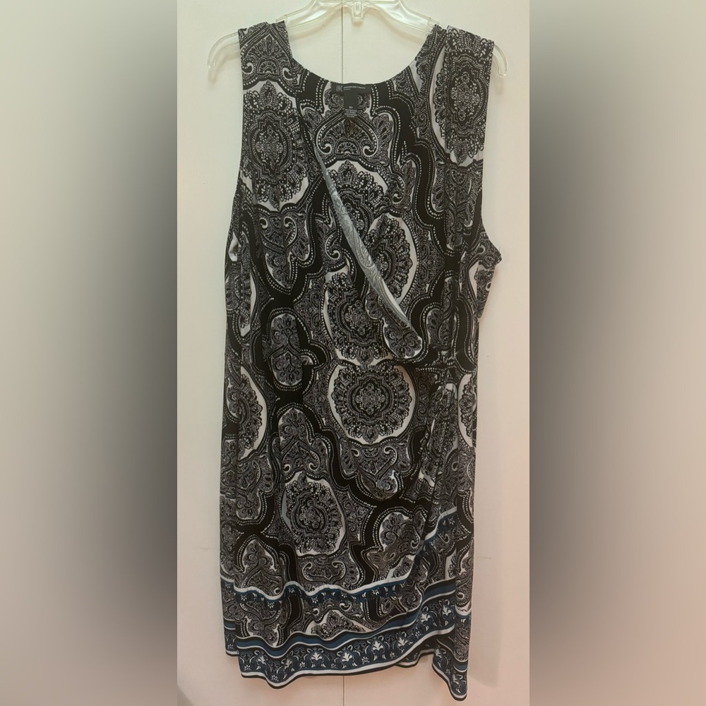 INC by Macy’s faux wrap dress - Black and White with Teal trim. 3X